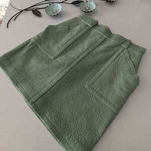 Kelly Wearstler Green Textured Skirt Bnwt Lamb Leather Size 10 Bnwt Designer